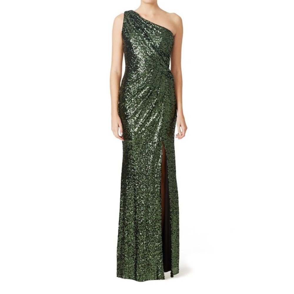 Badgley Mischka size 12 green constellation sequin dress.